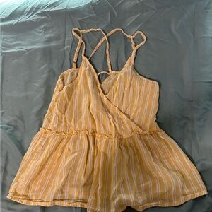 American Eagle Outfitters Yellow and White Striped Top